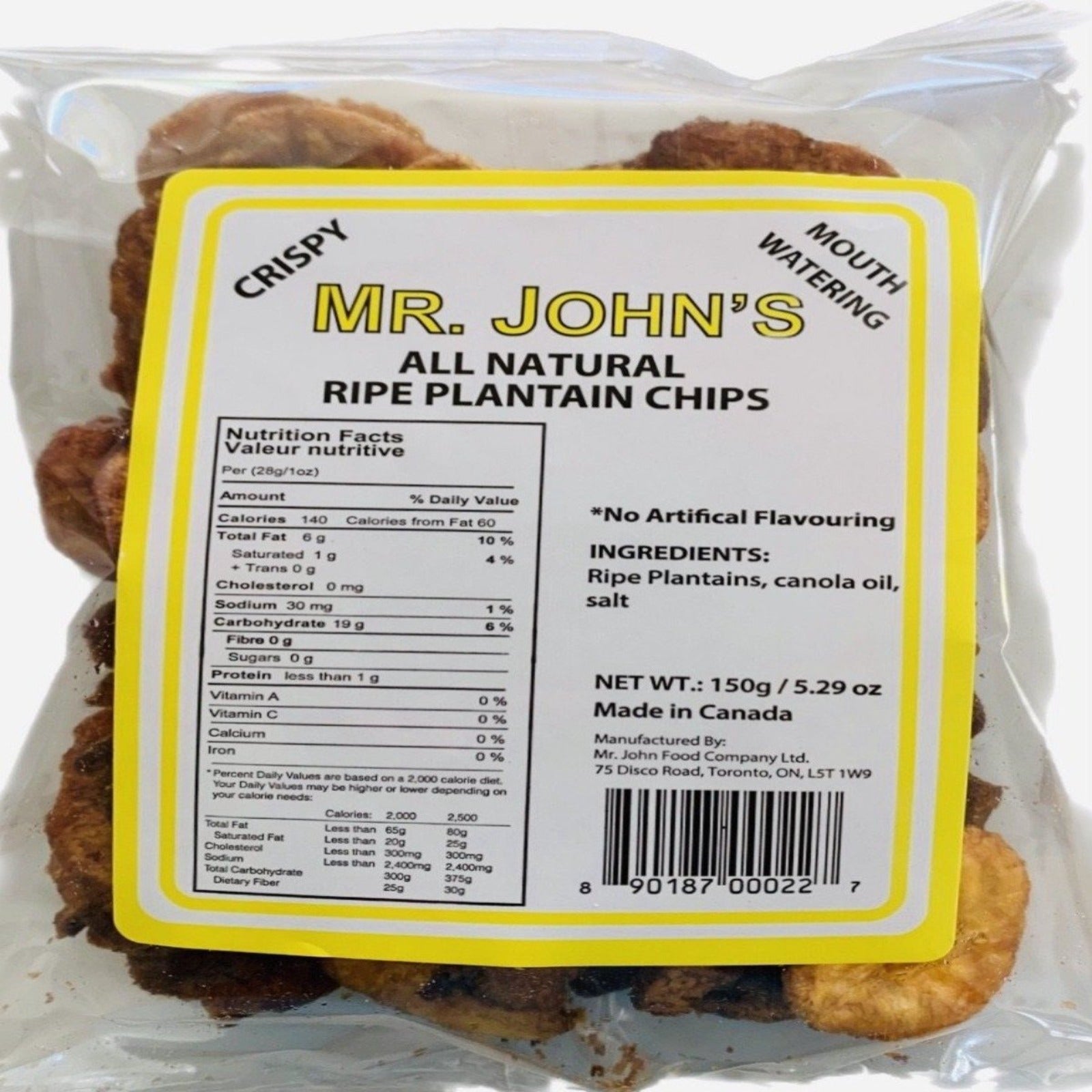 Mr. John’s Ripe Plantain Chips - 150g, Sweet & Crunchy Snack