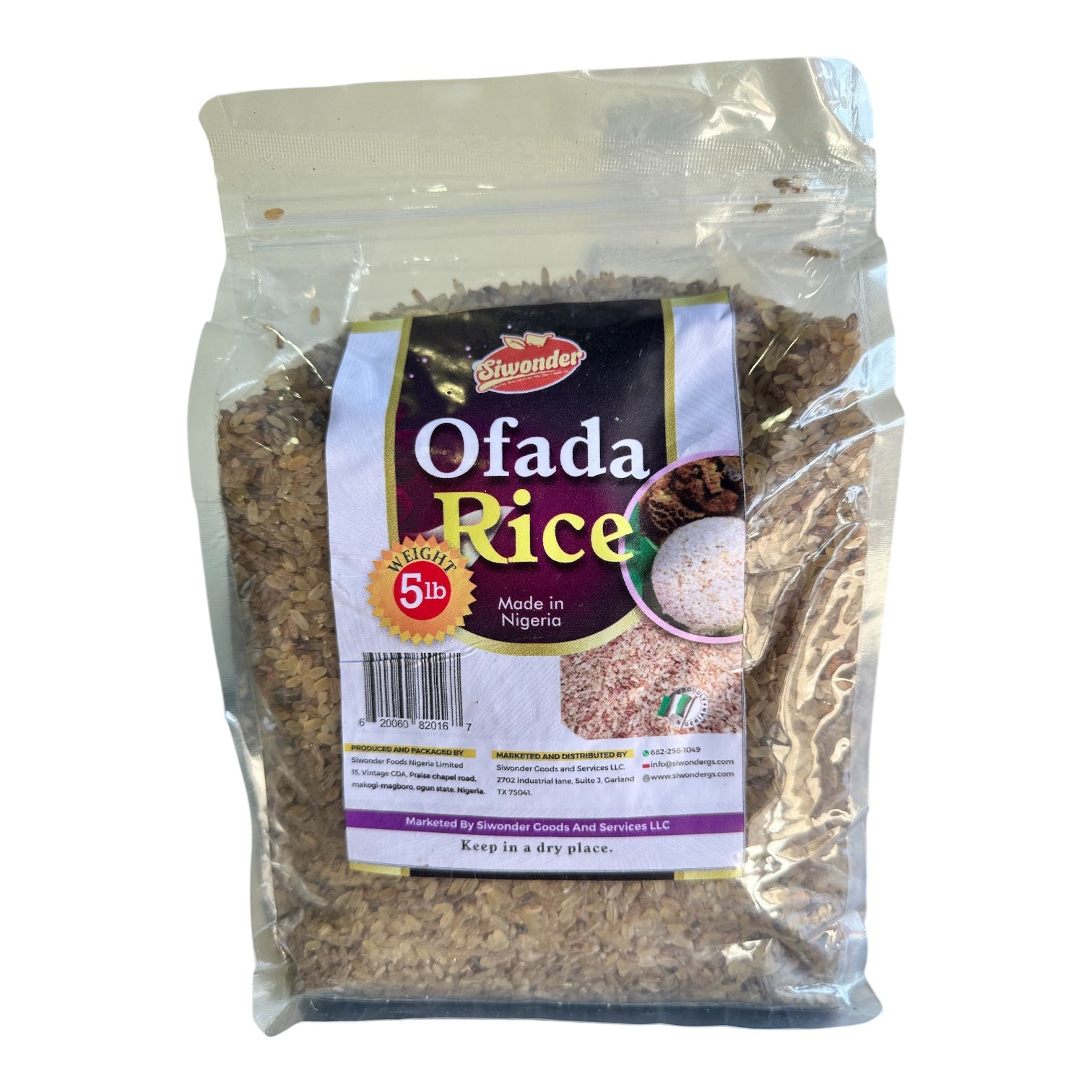 Ofada Rice – Authentic Nigerian Brown Rice, 5LB | Unpolished Whole Grain, Naturally Aromatic, Non-GMO | Premium West African Rice for Traditional Dishes like Ayamase & Stew